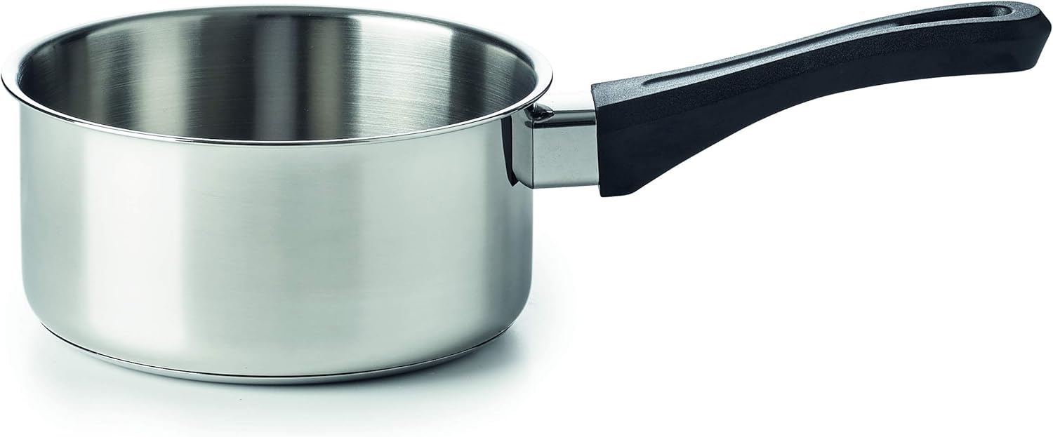 Polo Casserole Inox 18/10 - 12 cm - Poêle à Manche Sans PFAS - Fond 3 Couches - Tous Feux Compatible Induction, Argent / Métallique 0.7 Litres