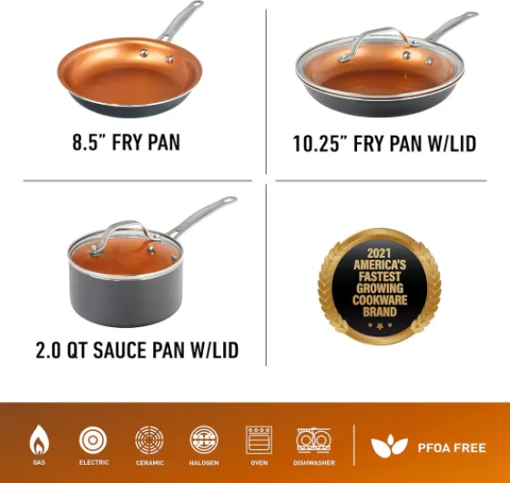 Ensemble de 5 ustensiles de Cuisine Gotham Steel Kitchen Essentials avec Surface en cuivre Ultra antiadhésive, Passe au Lave-Vaisselle Original