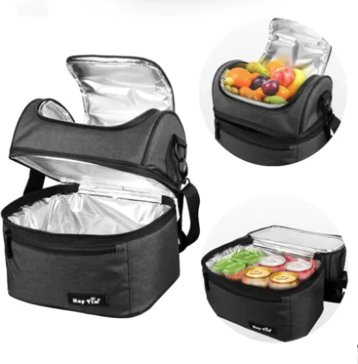 Hap Tim Sac Isotherme Repas Femme & Homme, Lunch Box Bag Isotherme, Glaciere Souple, 7.5 L Sac Pour Enfant Travail PiqueNique (Gris Foncé)